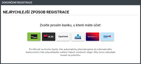 Ověření totožnosti skrz banku