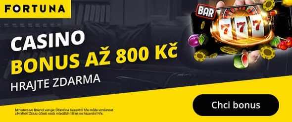 Hraj online casino Fortuna vyzvedni si vstupní bonus 800 Kč