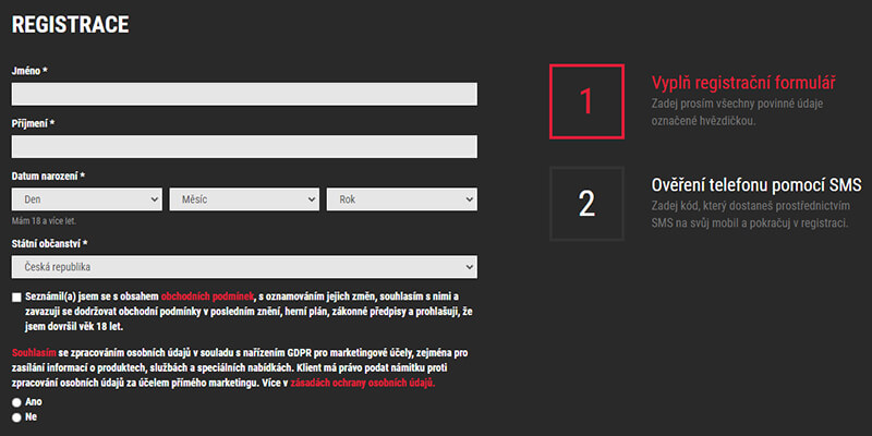 Registrační formulář v online casinu SYNOT TIP můžete vyplnit ZDE