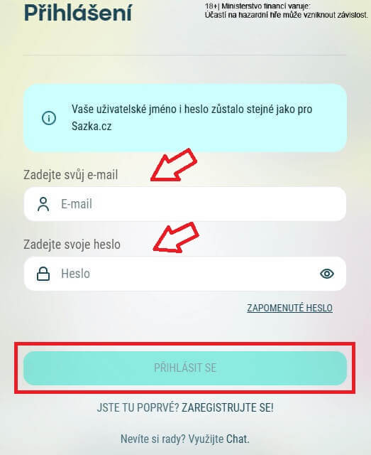 Přihlášení na herní konto funguje pomocí e-mailu a&nbsp;hesla, které jste použili při registraci