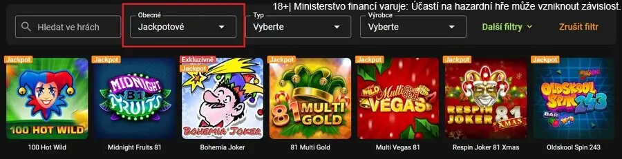 Vyfiltrujte si jackpot automaty u&nbsp;Chance