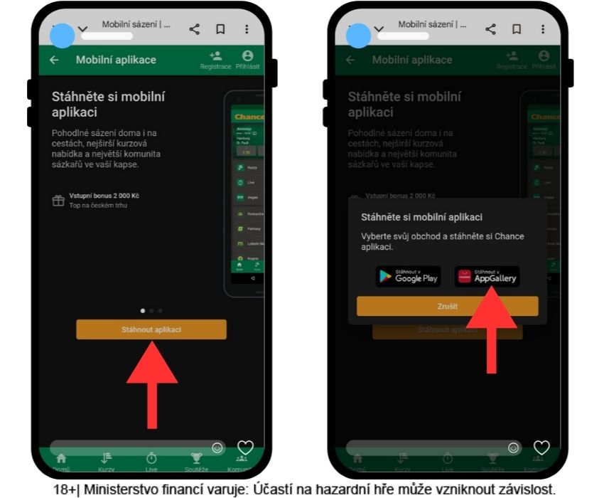 Instalace aplikace Chance z&nbsp;webu na Huawei