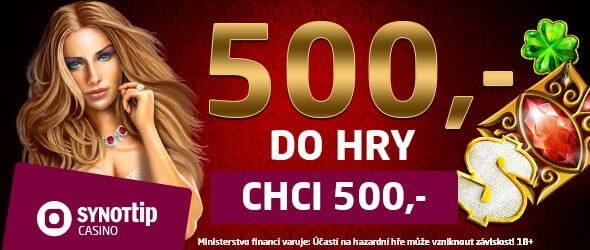 Získej SYNOT TIP bonus 500,-do hry zdarma