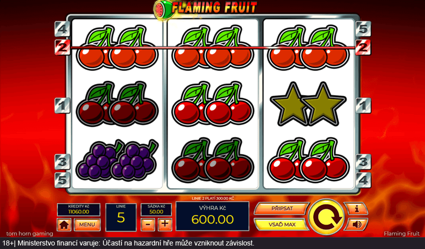 Hrací automat Flaming Fruit od studia Tom Horn