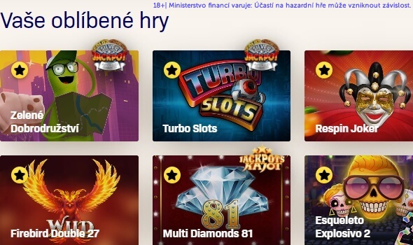 Oblíbené hry v online casinu Sazka Hry