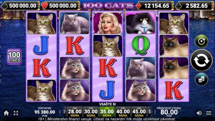 Ukázka hry 100 Cats od Amusnetu