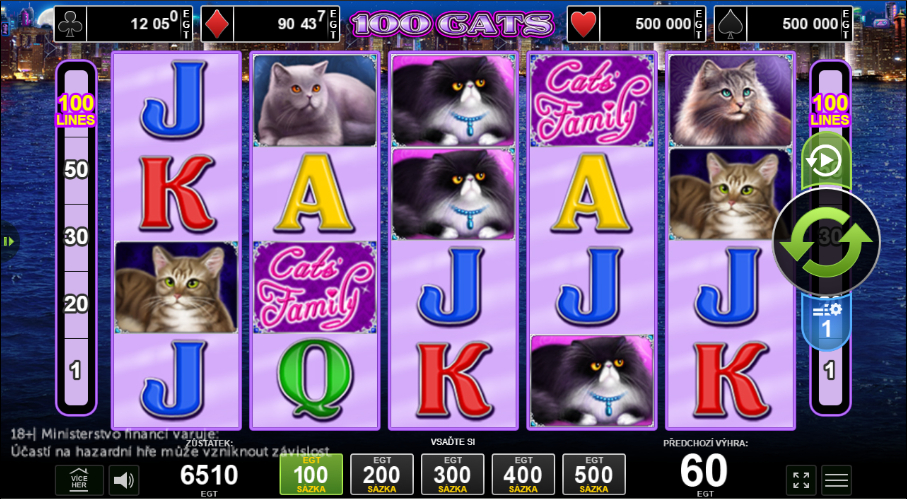 Hrací automat 100 Cats