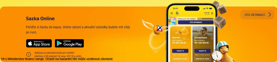Sazka aplikace Online – loterie, losy a zlaté kolo