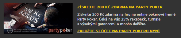 Získejte 200 Kč zdarma na Party Poker
