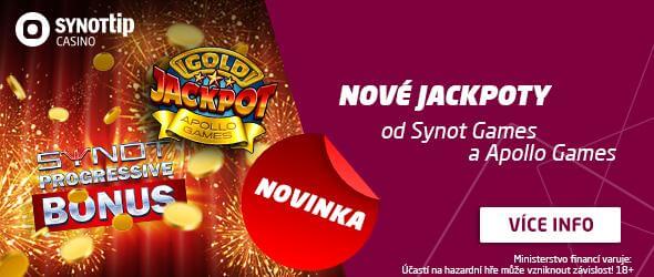 Novinky u SYNOT TIP casina: Jackpoty a nové hry