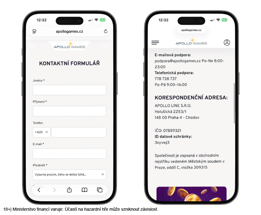 Apollo Games podpora a&nbsp;kontaktní formulář