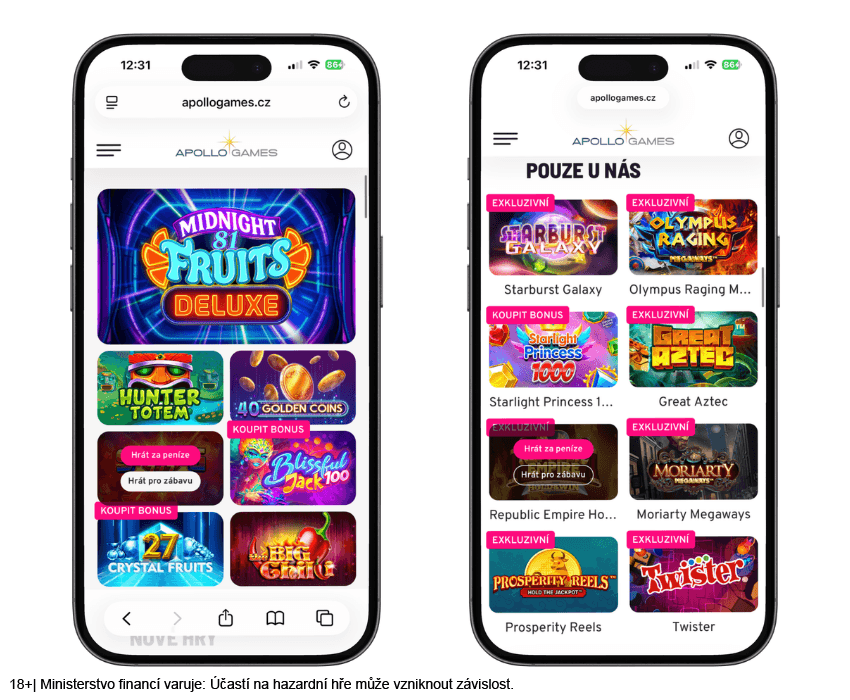 Exkluzivní hrací automaty v&nbsp;online casinu Apollo Games
