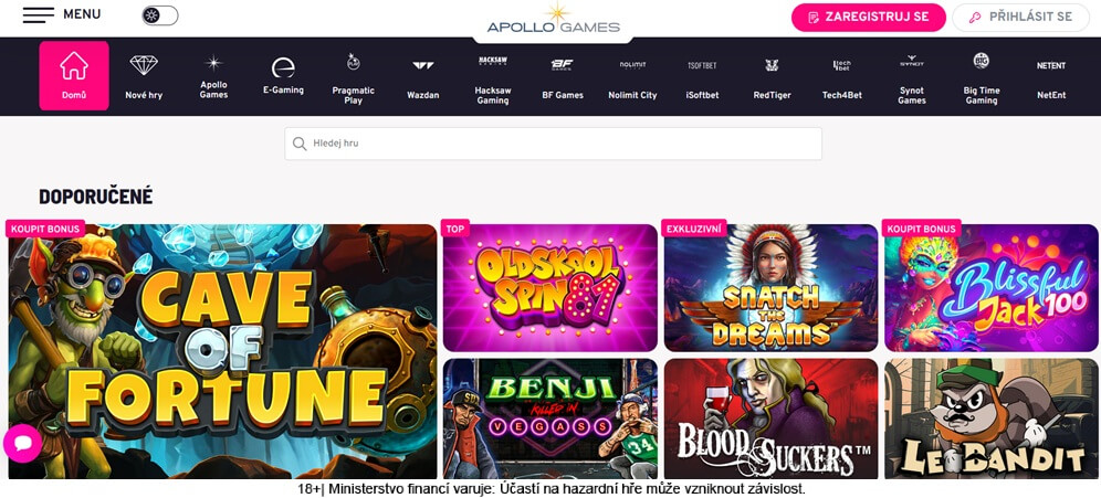 Menu automatů v Apollo casinu zahrnuje i řadu méně vídaných značek