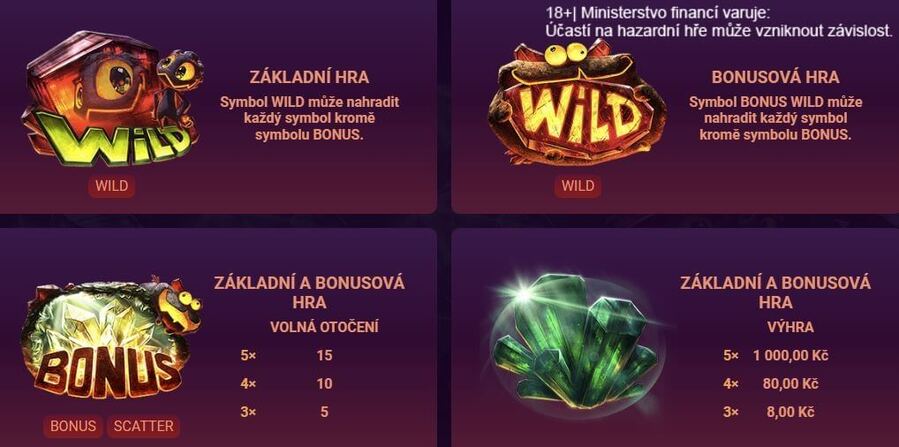 Crystal Miners bonusové funkce