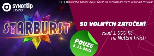 Získej 50 free spinů ve hře Starburst