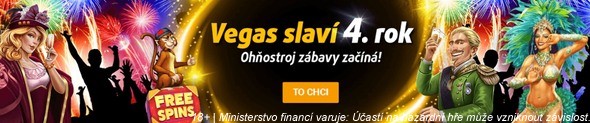 Vegas slaví 4. rok a na hráče čekají 4 bonusové dny.