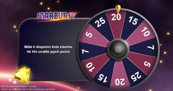 Vyzvedněte si free spiny ve hře Starburst