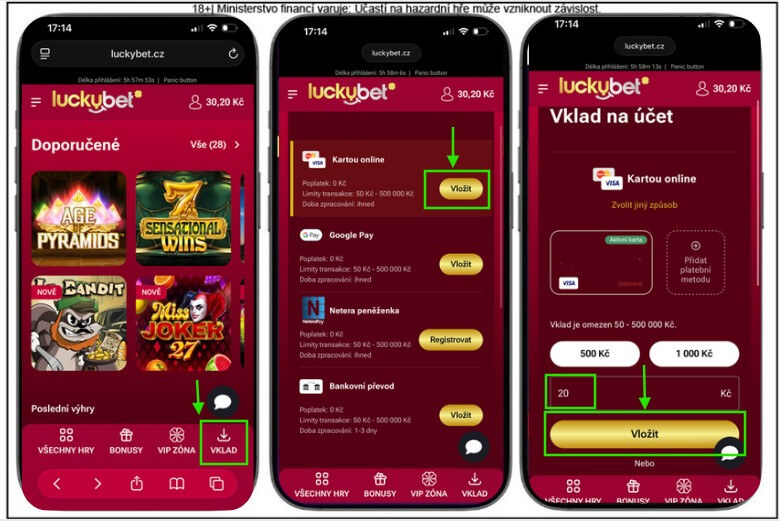LuckyBet vklad