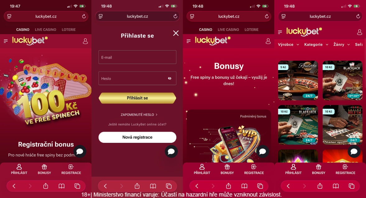 LuckyBet aplikaci nemá
