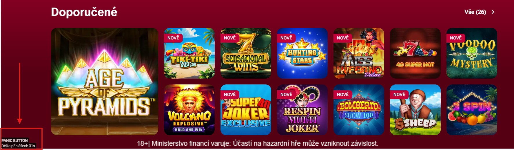 Panic button LuckyBet