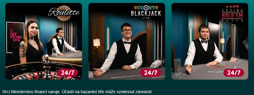 Live casino u&nbsp;LuckyBetu nabízí ruletu, blackjack nebo Casino Hold´em poker