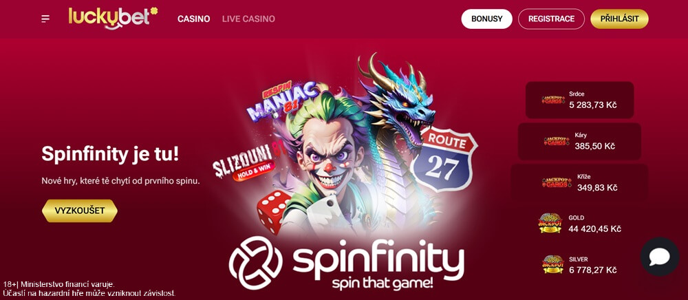 Jednoduchý a moderní vzhled webu LuckyBet casina potěší každého hráče