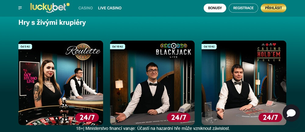 V LuckyBet Live casinu najdete karetní hry i ruletu