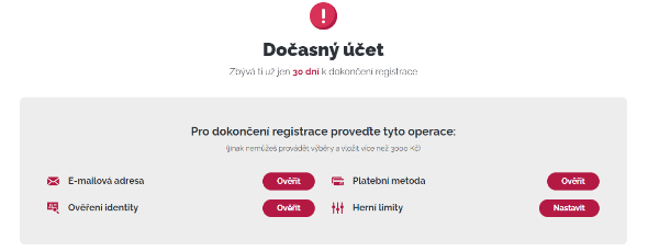 Kroky k dokončení registrace