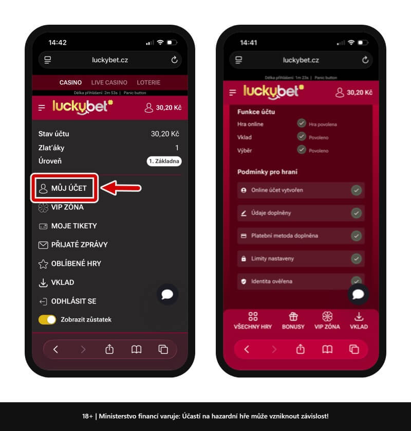 LuckyBet účet