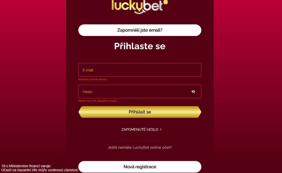 LuckyBet přihlášení ke kontu
