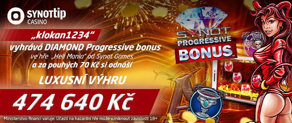 V SYNOT TIP casinu padl monstrózní DIAMOND progressive jackpot