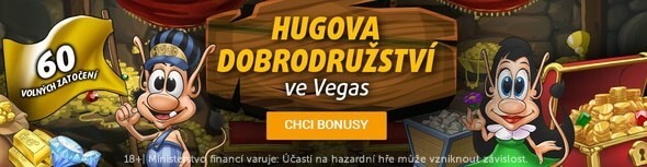 Hugova dobrodružství ve Vegas - Vyzvedněte si až 2x 60 free spinů