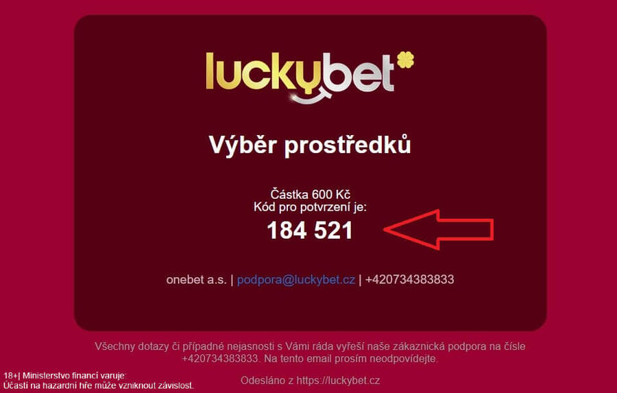 Ověřovací kód jsme si nechali zaslat na e-mail