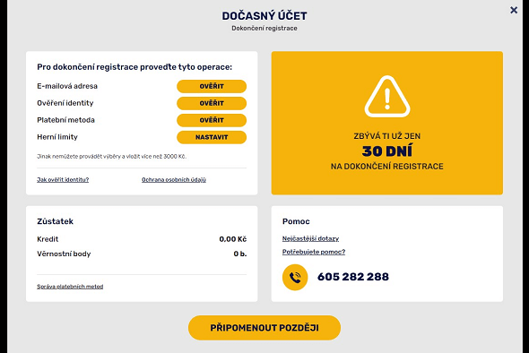 Dokončení registrace