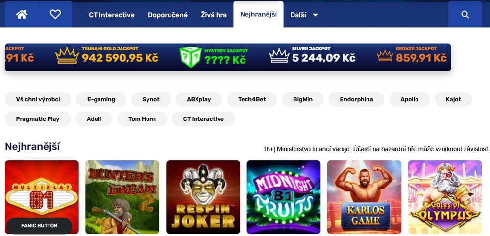 Filtrování automatů lze snadno i podle vašich oblíbených výrobců