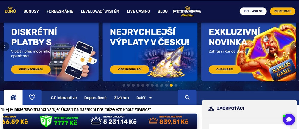 Hlavní stránka online casina Forbes