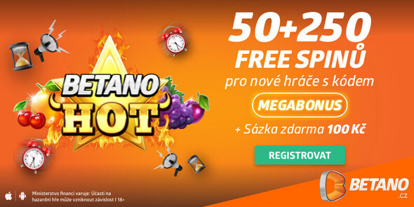 Registrujte se s kódem MEGABONUS a získejte navíc 50 free spinů