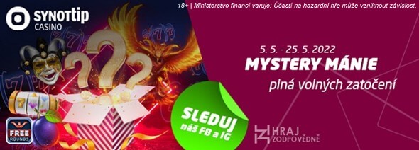 Až 155 free spinů - Nepropásněte Mystery mánii u SYNOT TIPu