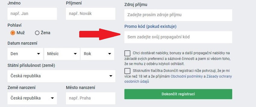 Betano promo kód není třeba při registraci vyplňovat
