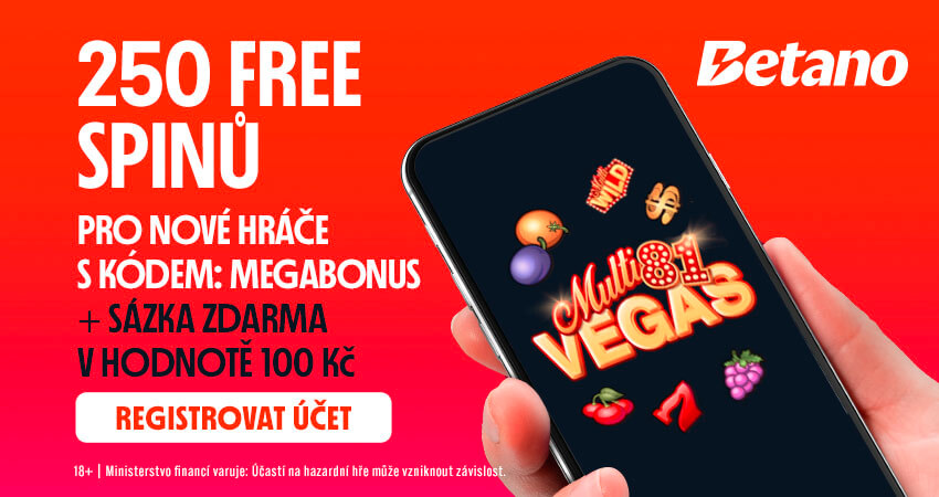 Betano free spin bonus – 250 otoček za registraci