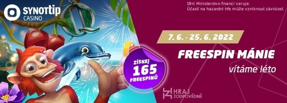Freespin mánie u SYNOT TIPu - Vítáme léto s až 165 free spiny