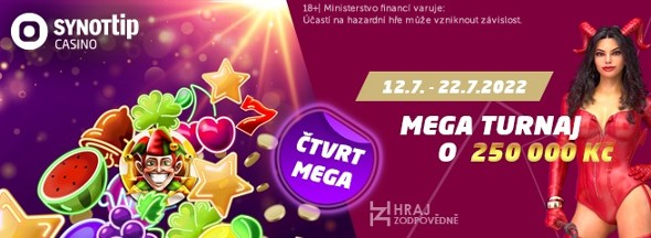 Zahrajte si v SYNOT TIP casinu MEGA turnaj o podíly z 250 000 Kč