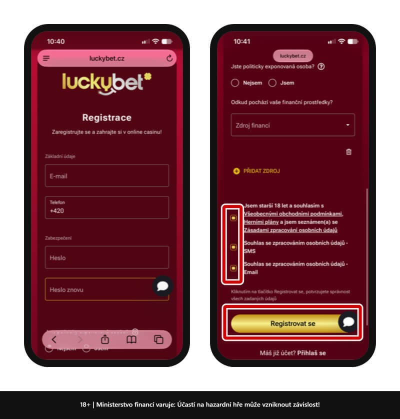 LuckyBet registrace