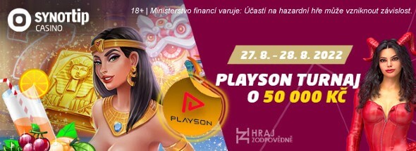 Nezmeškejte Playson turnaj u SYNOT TIPu s bonusem zdarma