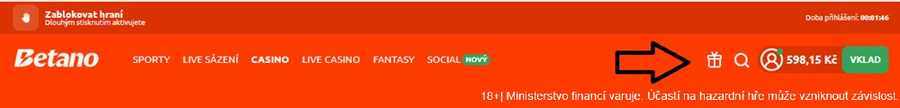 Pro vklad na herní konto u&nbsp;Betana slouží rychlé tlačítko VKLAD
