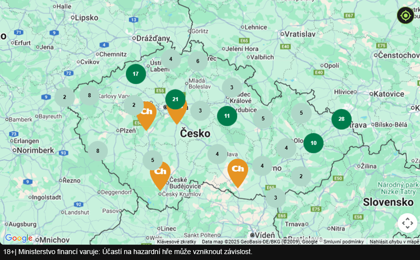 Kolik poboček Chance je v jednotlivých krajích ČR?