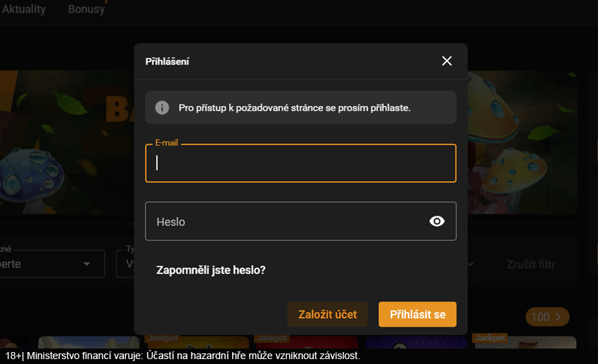 Přihlášení do Chance Vegas není nic složitého
