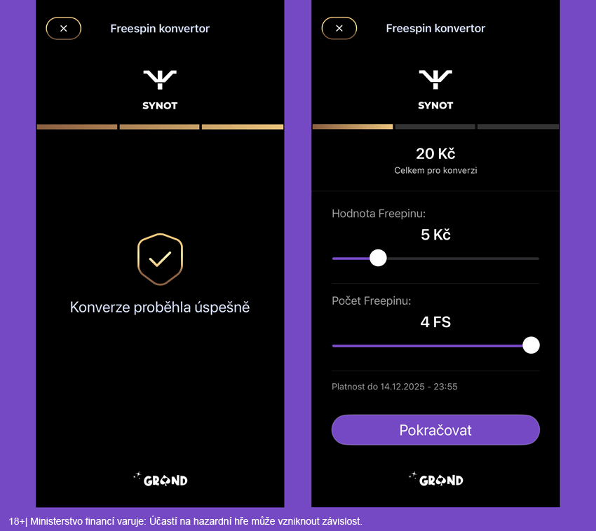 Freespin konvertor v&nbsp;casinu Grandwin