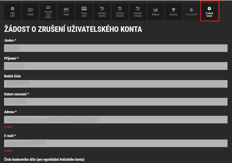 Zrušení účtu SYNOT TIP