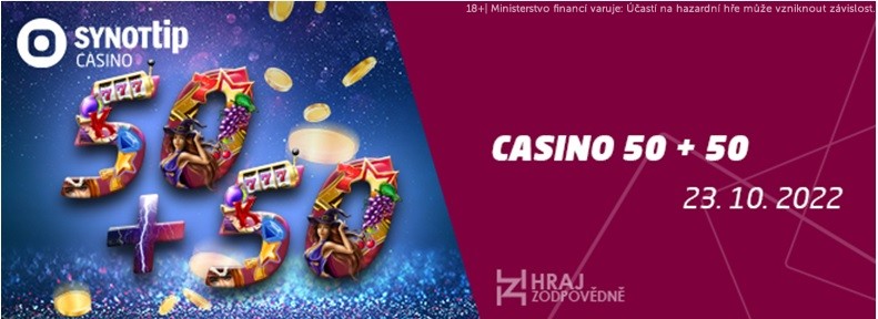 Získejte bonus 50 Kč v online casinu SYNOT TIP